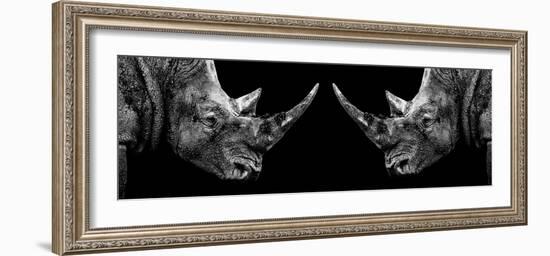 Safari Profile Collection - Rhinos Face to Face Black Edition II-Philippe Hugonnard-Framed Photographic Print