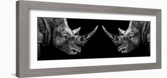 Safari Profile Collection - Rhinos Face to Face Black Edition II-Philippe Hugonnard-Framed Photographic Print