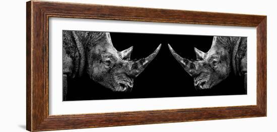 Safari Profile Collection - Rhinos Face to Face Black Edition II-Philippe Hugonnard-Framed Photographic Print