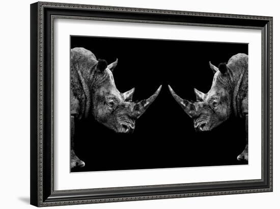 Safari Profile Collection - Rhinos Face to Face Black Edition-Philippe Hugonnard-Framed Photographic Print