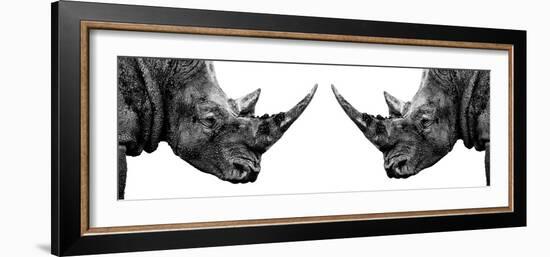 Safari Profile Collection - Rhinos Face to Face White Edition II-Philippe Hugonnard-Framed Photographic Print