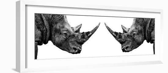 Safari Profile Collection - Rhinos Face to Face White Edition II-Philippe Hugonnard-Framed Photographic Print