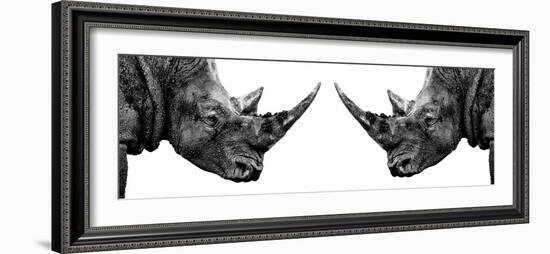 Safari Profile Collection - Rhinos Face to Face White Edition II-Philippe Hugonnard-Framed Photographic Print
