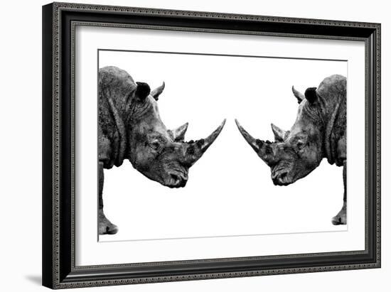 Safari Profile Collection - Rhinos Face to Face White Edition-Philippe Hugonnard-Framed Photographic Print