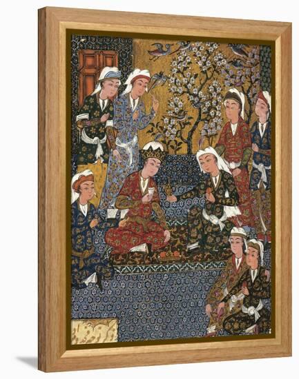 Safavid Persian Prince at Court, Miniature from a Persian Manuscript, 1650-null-Framed Premier Image Canvas