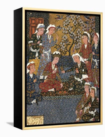 Safavid Persian Prince at Court, Miniature from a Persian Manuscript, 1650-null-Framed Premier Image Canvas