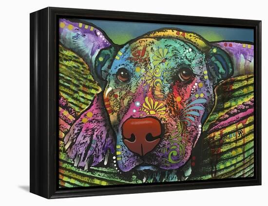 Safe and Sound, Dogs, Animals, Pets, Laying in bed, Stencils, Pop Art-Russo Dean-Framed Premier Image Canvas