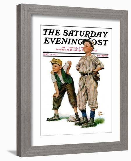 "Safe on Base," Saturday Evening Post Cover, May 28, 1927-Alan Foster-Framed Giclee Print