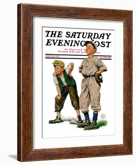 "Safe on Base," Saturday Evening Post Cover, May 28, 1927-Alan Foster-Framed Giclee Print