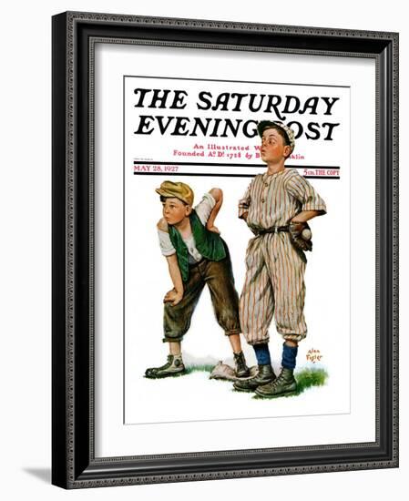 "Safe on Base," Saturday Evening Post Cover, May 28, 1927-Alan Foster-Framed Giclee Print