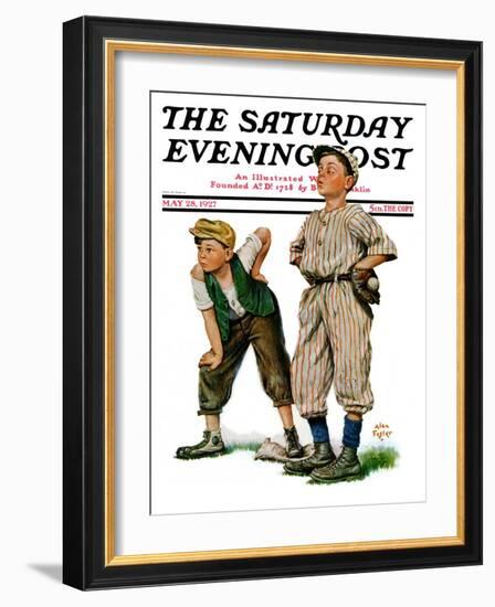 "Safe on Base," Saturday Evening Post Cover, May 28, 1927-Alan Foster-Framed Giclee Print