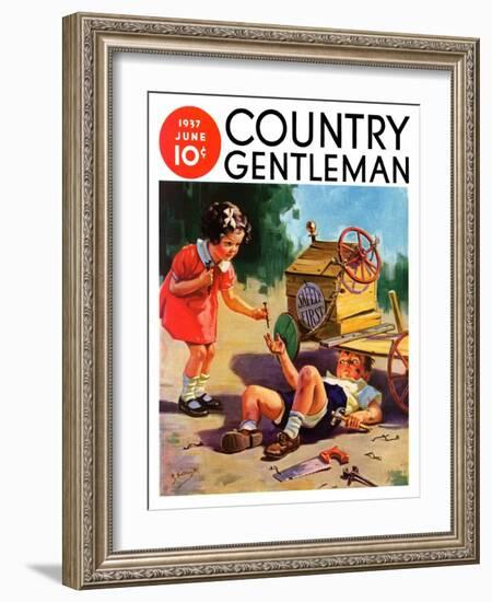 "Safety First," Country Gentleman Cover, June 1, 1937-Henry Hintermeister-Framed Giclee Print