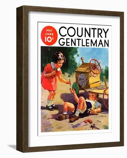 "Safety First," Country Gentleman Cover, June 1, 1937-Henry Hintermeister-Framed Giclee Print