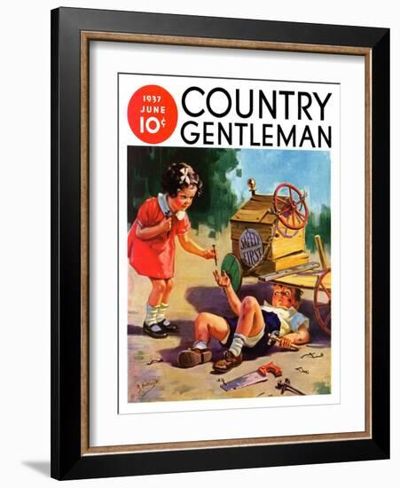 "Safety First," Country Gentleman Cover, June 1, 1937-Henry Hintermeister-Framed Giclee Print