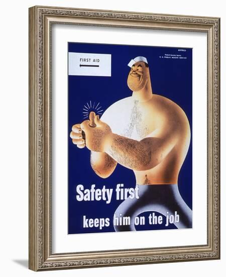 Safety First Keeps Him on the Job-null-Framed Giclee Print