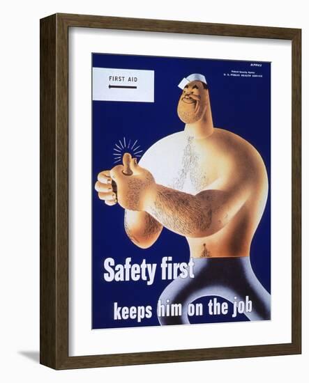 Safety First Keeps Him on the Job-null-Framed Giclee Print