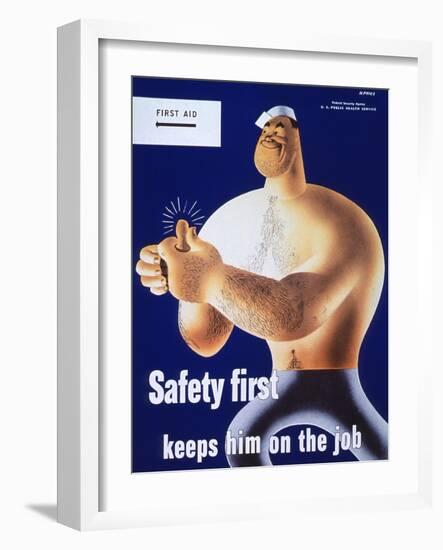 Safety First Keeps Him on the Job-null-Framed Giclee Print