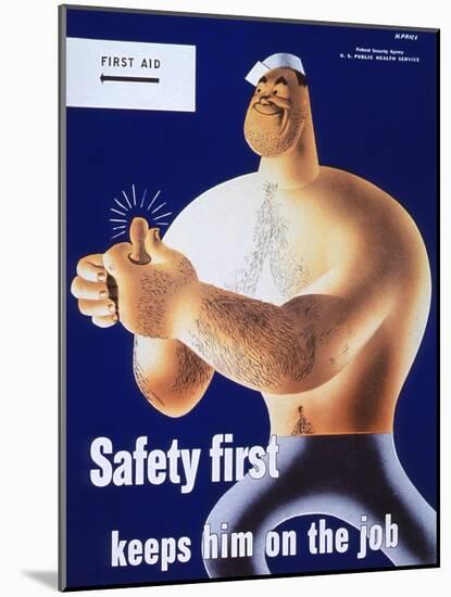 Safety First Keeps Him on the Job-null-Mounted Giclee Print