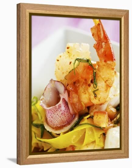 Saffron Tagliolini with Seafood-Herbert Lehmann-Framed Premier Image Canvas