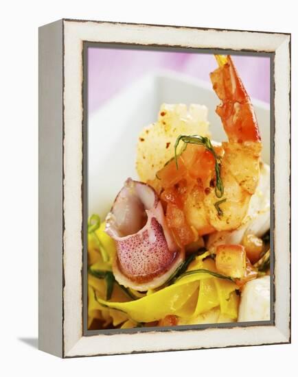 Saffron Tagliolini with Seafood-Herbert Lehmann-Framed Premier Image Canvas