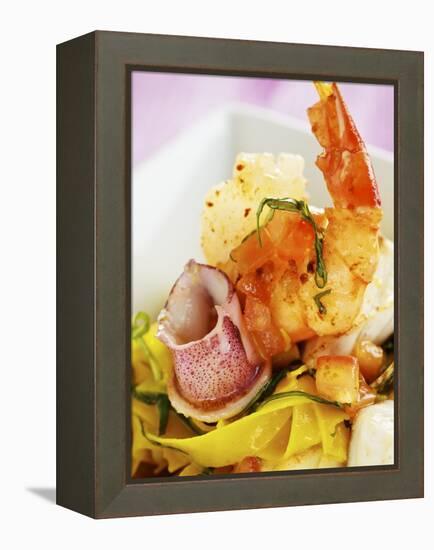 Saffron Tagliolini with Seafood-Herbert Lehmann-Framed Premier Image Canvas