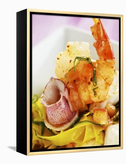 Saffron Tagliolini with Seafood-Herbert Lehmann-Framed Premier Image Canvas