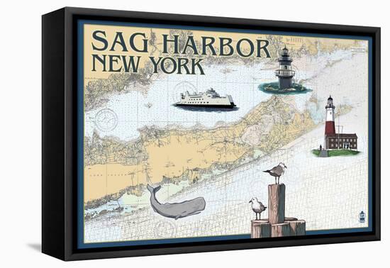 Sag Harbor, New York - Nautical Chart - Lantern Press Artwork-Lantern Press-Framed Stretched Canvas
