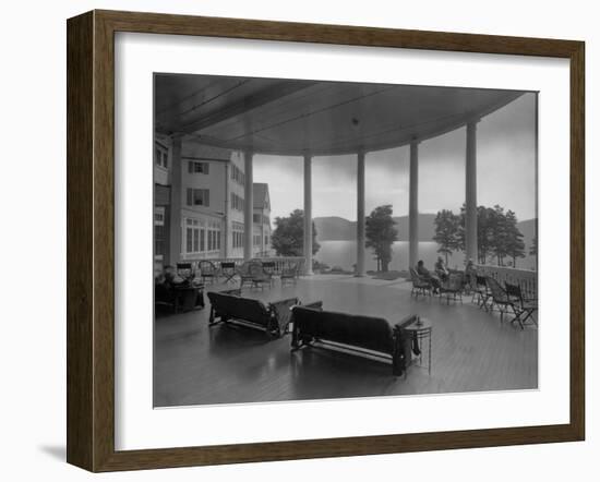 Sagamore Hotel Porch Overlooking Lake George-null-Framed Photographic Print