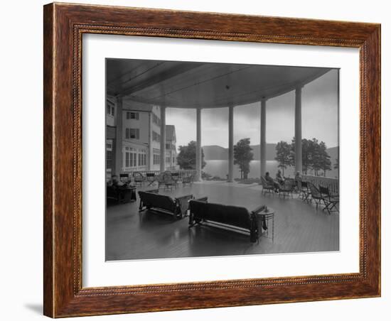 Sagamore Hotel Porch Overlooking Lake George-null-Framed Photographic Print