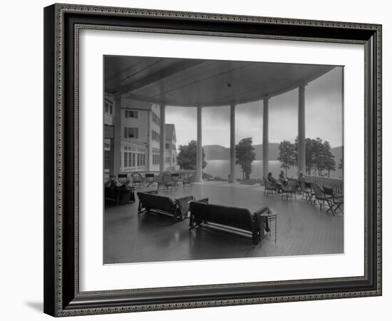 Sagamore Hotel Porch Overlooking Lake George-null-Framed Photographic Print