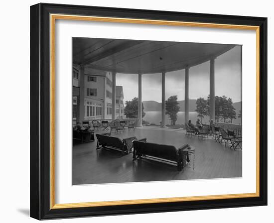 Sagamore Hotel Porch Overlooking Lake George-null-Framed Photographic Print