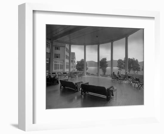 Sagamore Hotel Porch Overlooking Lake George-null-Framed Photographic Print