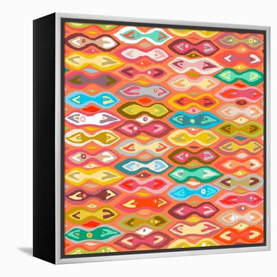 Sagar Silver Ikat-Sharon Turner-Framed Stretched Canvas