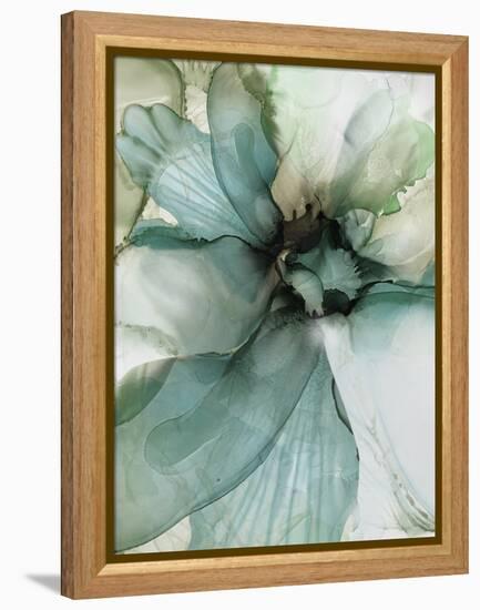 Sage And Teal Flowers 2-Emma Catherine Debs-Framed Stretched Canvas