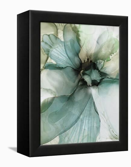 Sage And Teal Flowers 2-Emma Catherine Debs-Framed Stretched Canvas