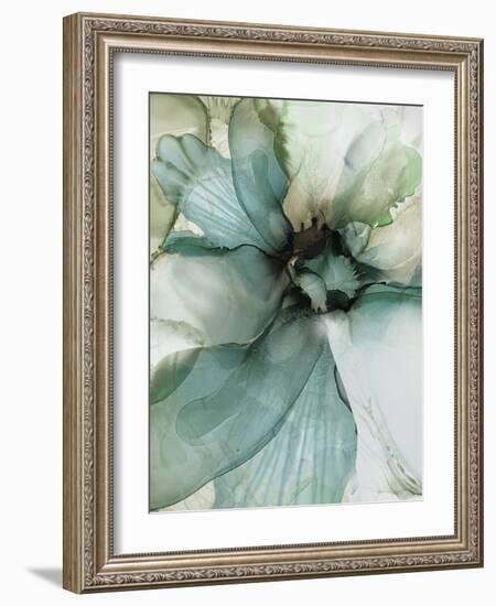 Sage And Teal Flowers 2-Emma Catherine Debs-Framed Art Print