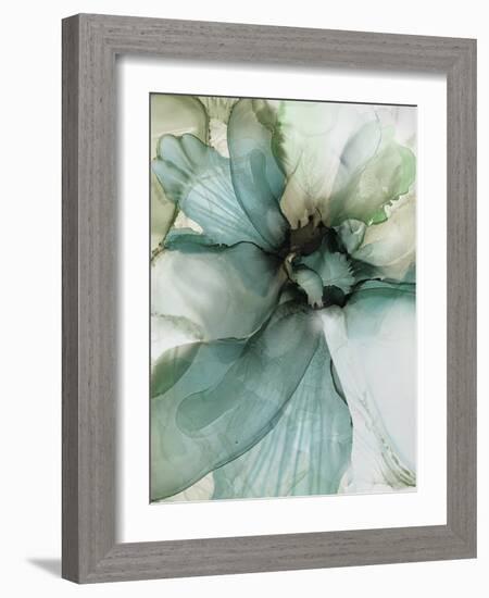 Sage And Teal Flowers 2-Emma Catherine Debs-Framed Art Print