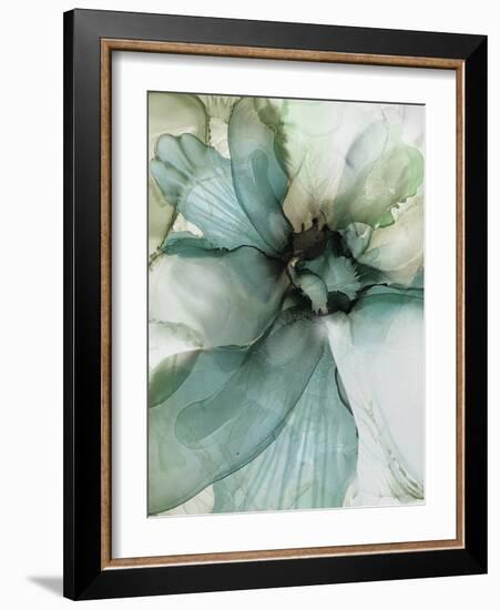 Sage And Teal Flowers 2-Emma Catherine Debs-Framed Art Print