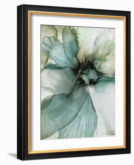 Sage And Teal Flowers 2-Emma Catherine Debs-Framed Art Print