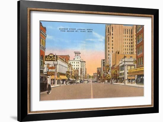 Saginaw Street, Flint, Michigan-null-Framed Art Print