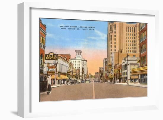 Saginaw Street, Flint, Michigan-null-Framed Art Print