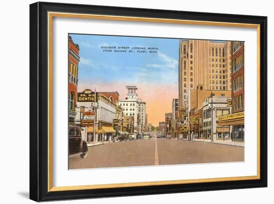 Saginaw Street, Flint, Michigan-null-Framed Art Print