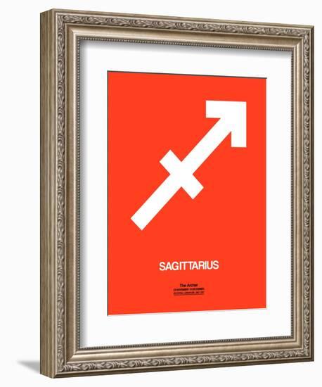 Sagittarius Zodiac Sign White on Orange-NaxArt-Framed Art Print