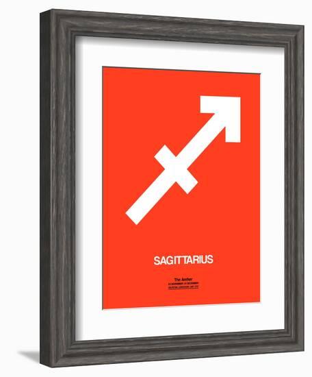 Sagittarius Zodiac Sign White on Orange-NaxArt-Framed Art Print