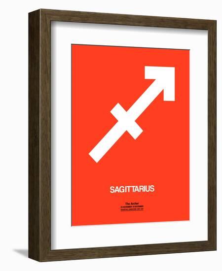 Sagittarius Zodiac Sign White on Orange-NaxArt-Framed Art Print