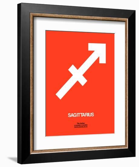 Sagittarius Zodiac Sign White on Orange-NaxArt-Framed Art Print