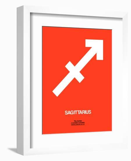 Sagittarius Zodiac Sign White on Orange-NaxArt-Framed Art Print