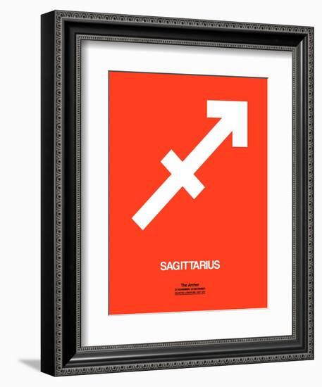 Sagittarius Zodiac Sign White on Orange-NaxArt-Framed Art Print