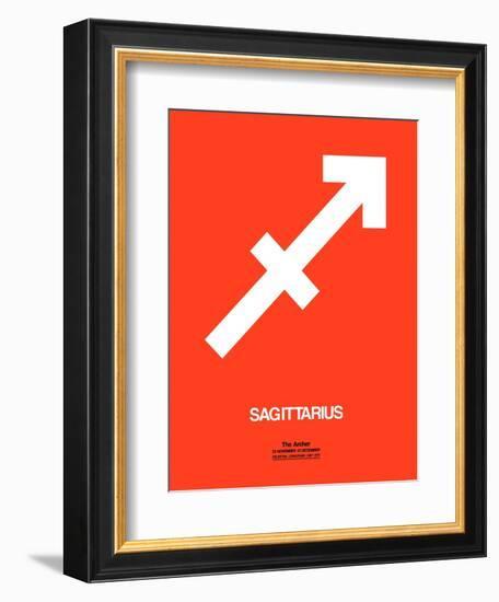 Sagittarius Zodiac Sign White on Orange-NaxArt-Framed Art Print