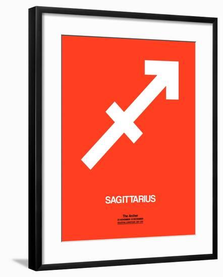 Sagittarius Zodiac Sign White on Orange-NaxArt-Framed Art Print